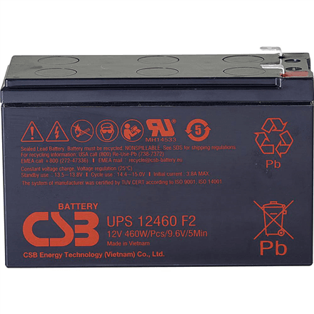 CSB Battery Battery 12V, 9Ah, AGM | UPS12460F2 | 460 W – image 1