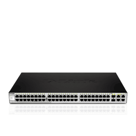 D-LINK DGS-1210-52, Gigabit Smart Switch with 48 10/100/1000Base-T ports and 4 Gigabit MiniGBIC (SFP) ports, 802.3x Flow Control, 802.3ad Link Aggregation, 802.1Q VLAN, 802.1p Priority Queues, Port mirroring, Jumbo Fr... – nuotrauka 1