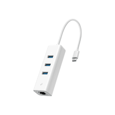 TP-LINK USB 3.0 Type-C to Gigabit Ethernet Network Adapter with 3-Port USB 3.0 Type-A Hub – image 1