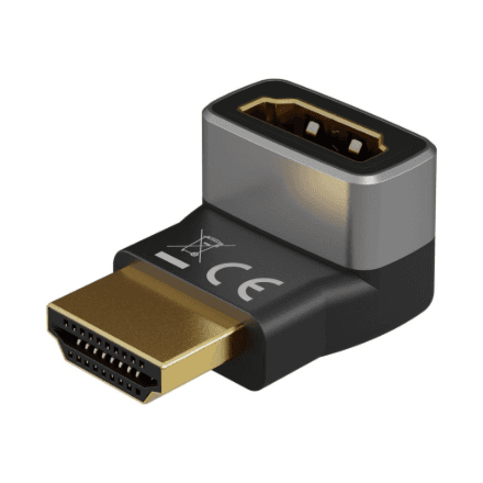 Goobay HDMI Angled Adapter 90° Vertical, 8K at 60 Hz, Gold-Plated, Black/Silver | 72009 – image 1