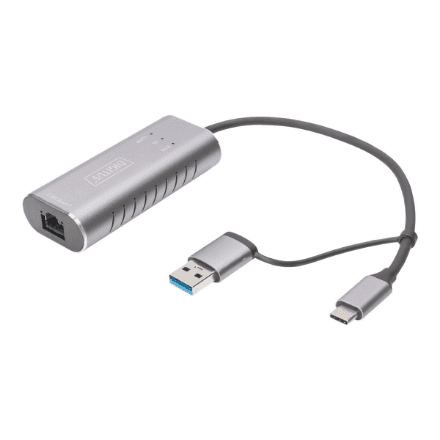 Digitus USB Type-C Gigabit Ethernet Adapter 2.5G, USB-C + USB A (USB3.1/3.0) – image 1