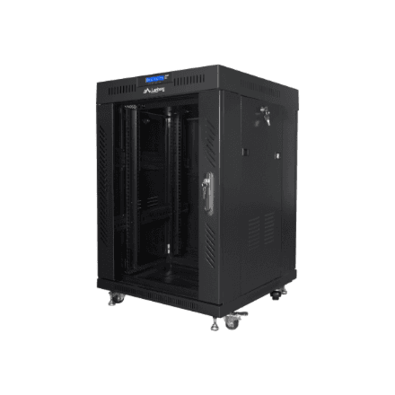 Lanberg Rack cabinet 19" free-standing 15U/600x600 (flat pack) with glass door, LCD – nuotrauka 1