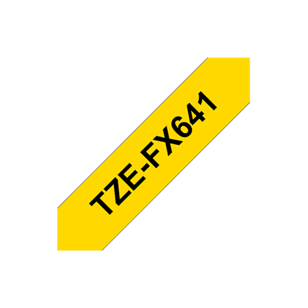 Brother | TZ-FX641 Flexible ID Laminated Tape | Black on Yellow | TZe | 8 m | 1.8 cm – nuotrauka 1