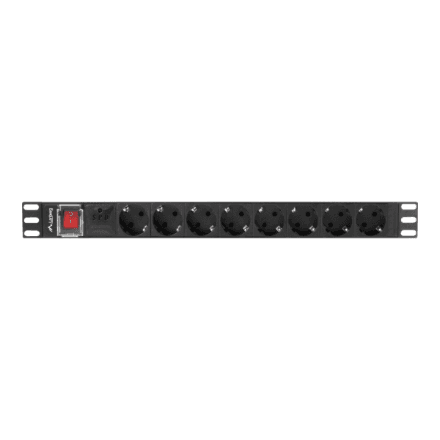 Lanberg Power Distribution unit (PDU) 19" 1U 16A 2m 8X Schuko oulets | PDU-08F-0200-BK – nuotrauka 1