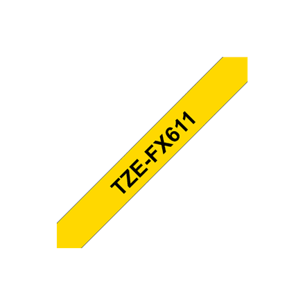 Brother | TZe-FX611 Flexible ID Laminated Tape | Black on Yellow | TZe | 8 m | 6 cm – nuotrauka 1
