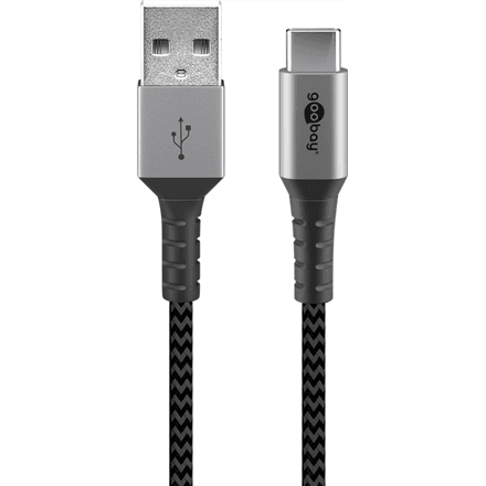 Goobay | USB-C to USB-A Textile Cable with Metal Plugs | 49296 | USB-C to USB-A – nuotrauka 1