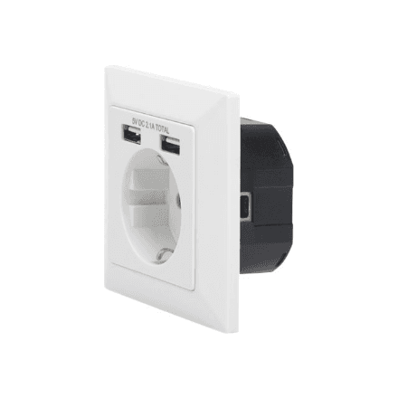 Digitus Safety socket for flush mounting with 2 USB ports | DA-70613 – image 1