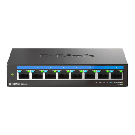 D-Link | DMS-108/E | 8-Port 2.5G Multi-Gigabit Desktop Switch | Desktop | Unmanaged – nuotrauka 1