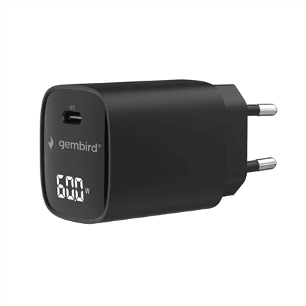 Gembird TA-UC-1C-PD60LCD-01-BK | 60W USB Type-C fast charger, LCD – image 1
