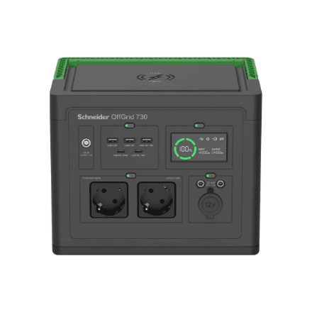 Schneider Electric OffGrid Portable Power Station 730, 738Wh Lithium-ion, LCD, 2 CEE 7/3 Schuko outlets, Sinewave, 3 USB-A, 2 USB-C, Wireless Charger | PPS730-GR – nuotrauka 1