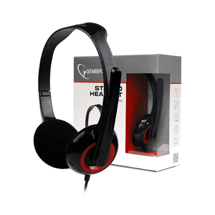 Gembird | MHS-002 Stereo headset | Built-in microphone | 3.5 mm | Black/Red – nuotrauka 1