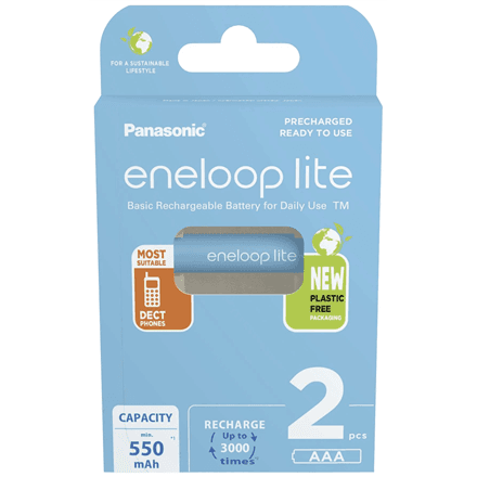 Panasonic | Rechargeable Batteries | ENELOOP Lite BK-4LCCE/2BE | AAA | 550 mAh | 2 pc(s) – nuotrauka 1