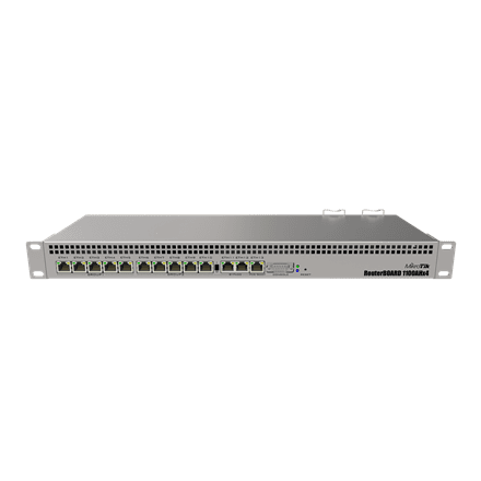 Mikrotik Wired Ethernet Router RB1100x4, 1U Rackmount, Quad core 1.4GHz CPU, 1 GB RAM, 128 MB, 13xGigabit LAN, 1xSerial console port RS232, PCB Temperature and Voltage Monitor, IP20, RouterOS L6 · MikroTik · Wired Eth... – nuotrauka 1