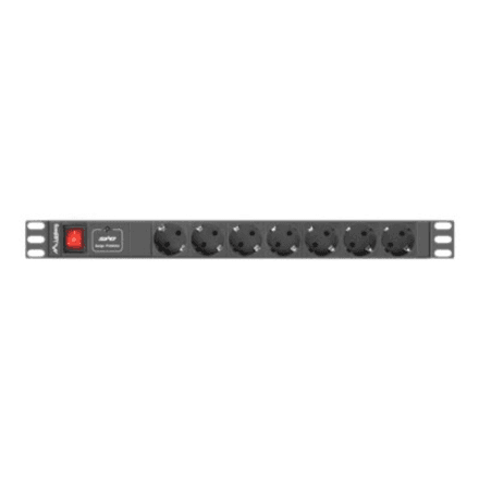 Lanberg Power Distribution unit (PDU) 19" 1U 16A 2m 7X Schuko oulets | PDU-07F-0200-BK – nuotrauka 1
