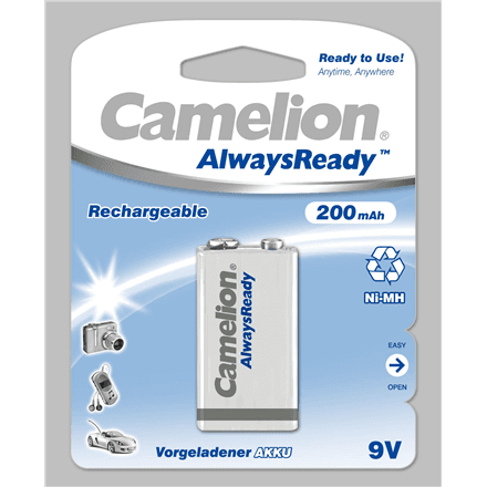 Camelion | 9V/6HR61 | 200 mAh | AlwaysReady Rechargeable Batteries Ni-MH | 1 pc(s) – nuotrauka 1