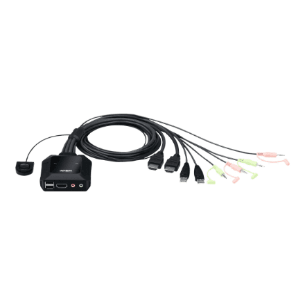 Aten | 2-Port USB 4K HDMI Cable KVM Switch with Remote Port Selector | CS22H-AT – image 1