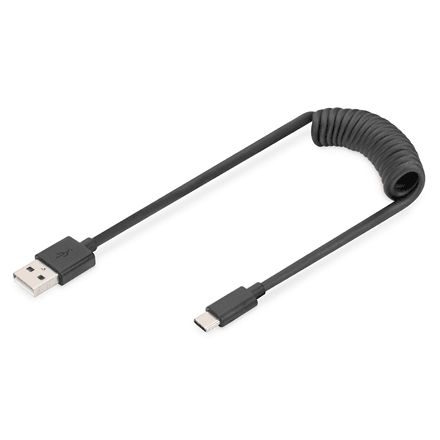 Digitus USB 2.0 Type A to USB C Spiral Cable – nuotrauka 1