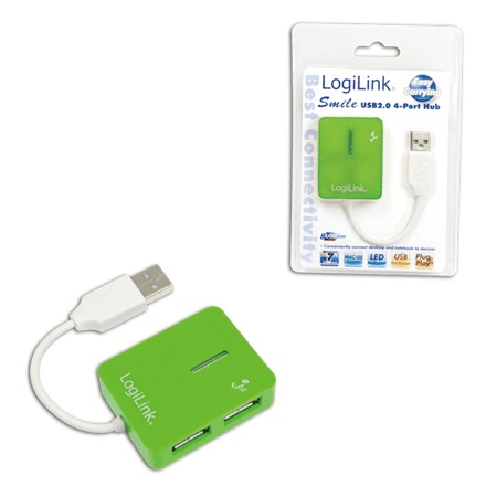 Logilink | USB 2.0 Hub 4-Port, Smile, Green – image 1