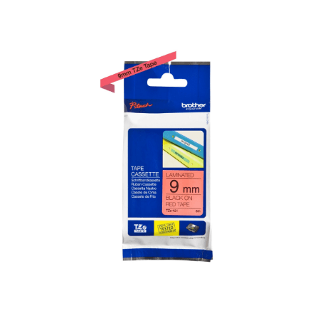 Brother | TZe-421 Laminated Tape | Black on Red | TZe | 8 m | 9 cm – nuotrauka 1