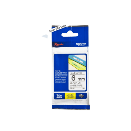 Brother | TZe-211 Laminated Tape | Black on White | TZe | 8 m | 6 cm – nuotrauka 1