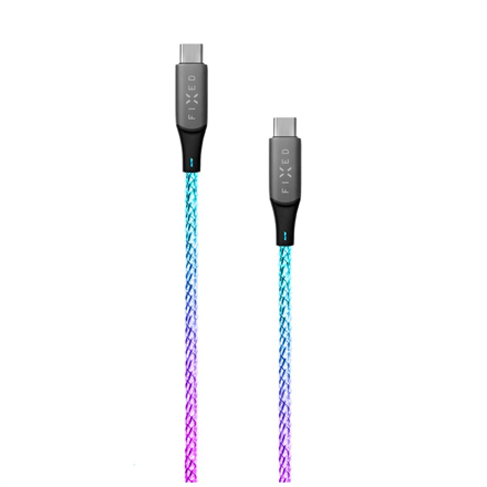 Fixed | Glowing Charging Cable USB-C/USB-C, PD support, Rainbow | FIXDLED-CC-RA – nuotrauka 1