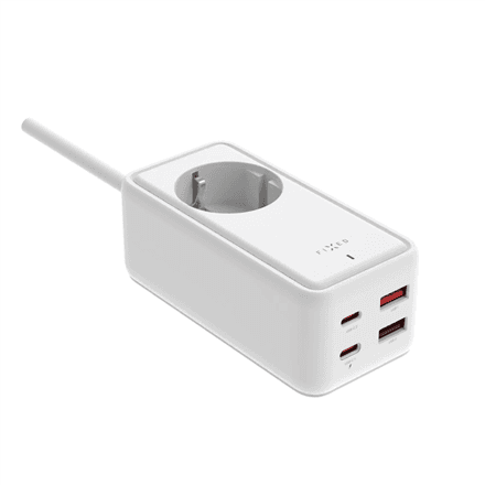 Fixed harging Strip power extension adapter with 2x USB-C and 2x USB, GaN III, 1.5m, PD 65W | FIXCS65-1.5-WH – nuotrauka 1