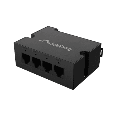 Lanberg Switch PoE Extender 1xIn 3xOut Fast Ethernet Din Rail at 30W metal clips – nuotrauka 1