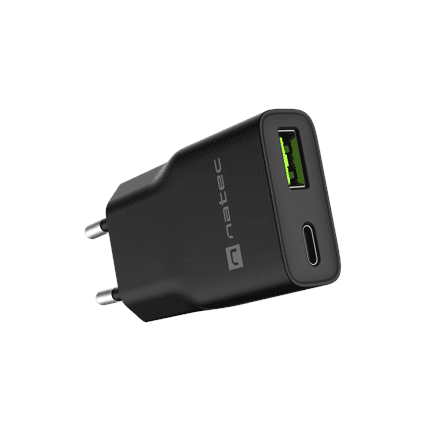 Natec Ribera USB Charger Gan Slim USB 1X USB-A + 1X USB-C 20W | NUC-2377 – image 1