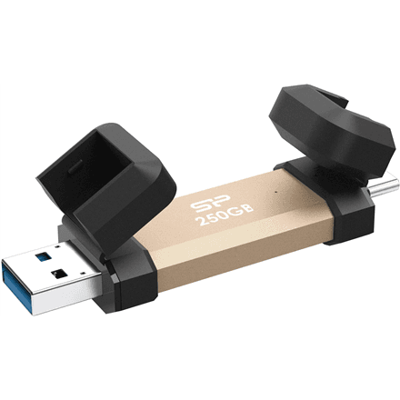 Silicon Power DS72 | 250 GB | USB Type-A/USB Type-C 3.2 Gen 2 | Gold – nuotrauka 1