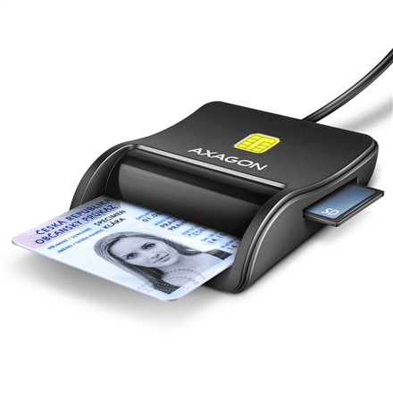 AXAGON Compact desktop USB contact Smart/ID & SD/microSD/SIM card reader with long, USB-A cable | CRE-SM3SD – nuotrauka 1