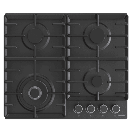 Gorenje | Hob | GW642AB | Gas | Number of burners/cooking zones 4 | Rotary knobs | Black – image 1