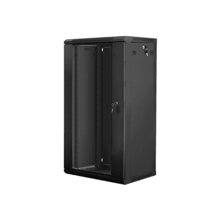 Lanberg Rack cabinet 19" wall-mount 22U/600x450 (flat pack) with glass door – nuotrauka 1