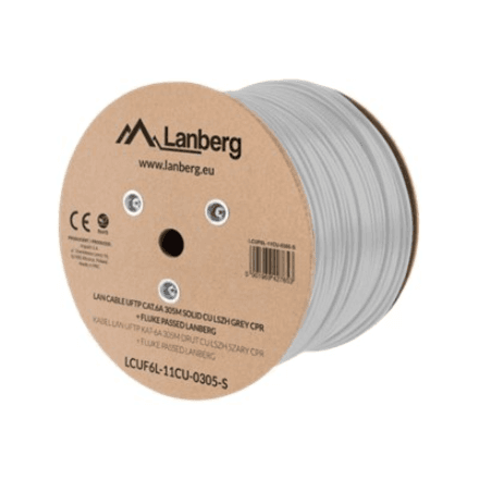 Lanberg LAN Cable CAT.6A UFTP 305M Solid CU LSZH Grey CPR + Fluke Passed – nuotrauka 1