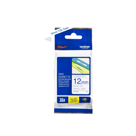 Brother | TZe-233 Laminated Tape | Blue on White | TZe | 8 m | 1.2 cm – image 1