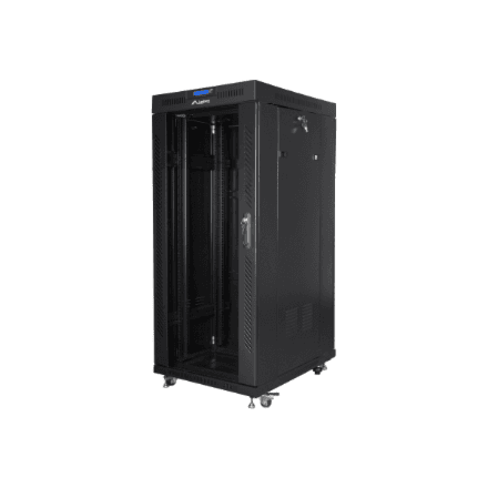 Lanberg Rack cabinet 19" free-standing 27U/600x800 (flat pack) with glass door, LCD – image 1