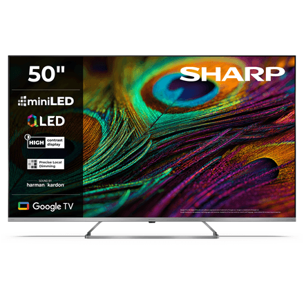 Sharp 4K QLED MiniLED TV | 50JP7265E | 50 | Smart TV | Google TV | UHD | Silver – image 1
