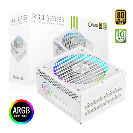 Gamemax PSU | RGB 1050G WH | 1050 W | Gold | White | Full Modular – nuotrauka 1