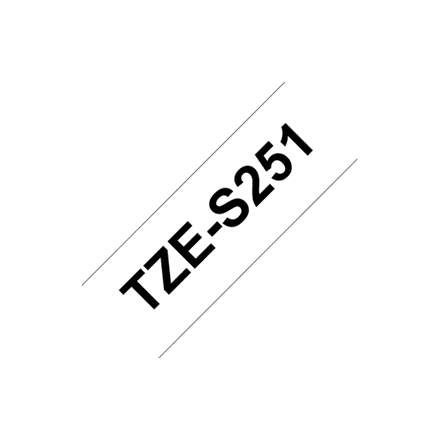 Brother | TZe-S251 Strong Adhesive Laminated Tape | Black on White | TZe | 8 m | 2.4 cm – nuotrauka 1