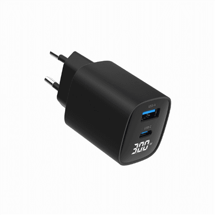 Gembird 2-port 30W USB fast charger, LCD | TA-UC-PDQC30LCD-BK-01 – nuotrauka 1