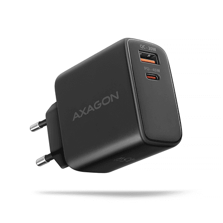 AXAGON GaN wallcharger 2x port (USB-A + USB-C), PD3.0/PPS/QC4+/SFC2.0/AFC/SCP/FCP/Apple, 45W | ACU-PQ45 – image 1