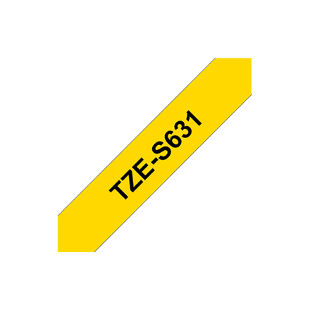 Brother | TZe-S631 Strong Adhesive Laminated Tape | Black on Yellow | TZe | 8 m | 1.2 cm – image 1