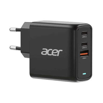 Acer 67W PD GaN Charger, 2 x USB C and 1 x USB A, EU Plug, 100W USB C cable, Retail Pack – image 1