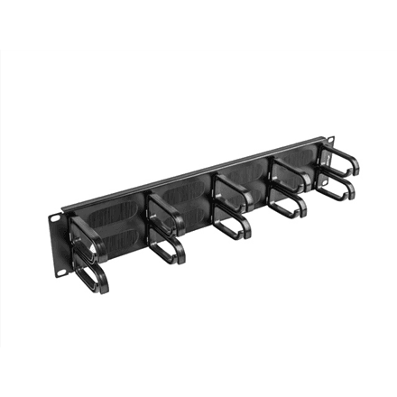 Lanberg 19" cable management brush panel 10 rings - type B 2U | AK-1204-B | Black – nuotrauka 1