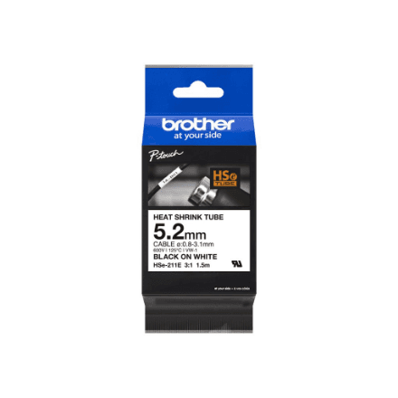 Brother | HSe-211E | Black on white | Thermal | Roll (0.52 cm x 1.5 m) – nuotrauka 1