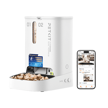 PETKIT YumShare Dual-hopper 2 Automatic Feeder with Camera · Capacity 5 L · Material ABS, 304 stainless steel – nuotrauka 1