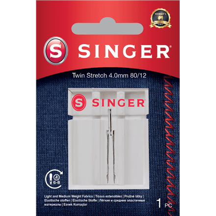 Singer | Twin Stretch Needle, Decorative, 4.0 80/12 1PK – nuotrauka 1