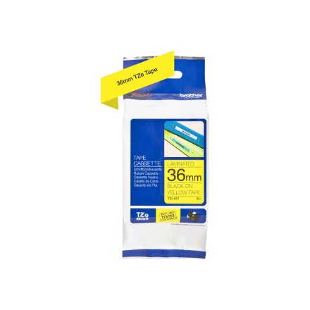 Brother | TZe-661 Laminated Tape | Black on Yellow | TZe | 8 m | 3.6 cm – nuotrauka 1