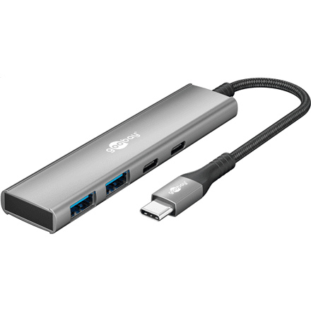 Goobay Slim 4-Port USB Hub, USB-C to USB-C/USB-A, 5 Gbit/s | 76563 – nuotrauka 1