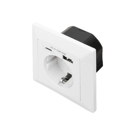 Digitus | Safety Plug for Flush Mounting with 1 x USB Type-C, 1 x USB A – nuotrauka 1