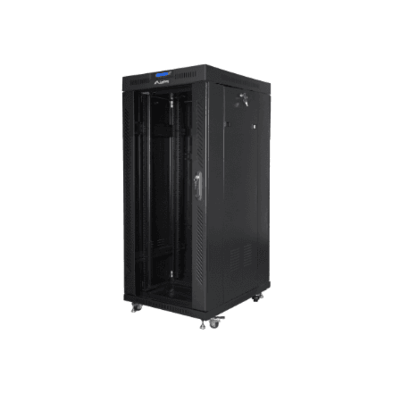 Lanberg Rack cabinet 19" free-standing 27U/800x1000 (flat pack) with glass door, LCD – nuotrauka 1